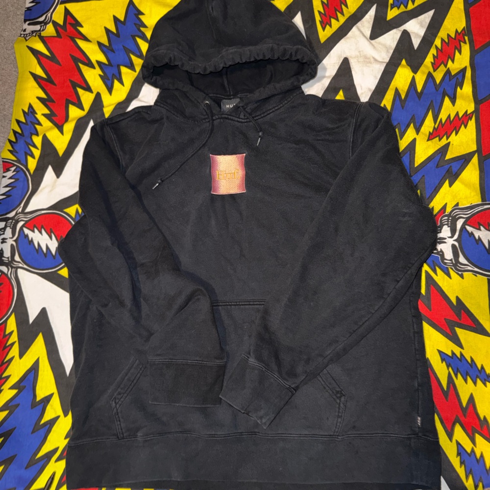 Huf Domestic Box Embroidery Pullover Hoodie Black PF00388